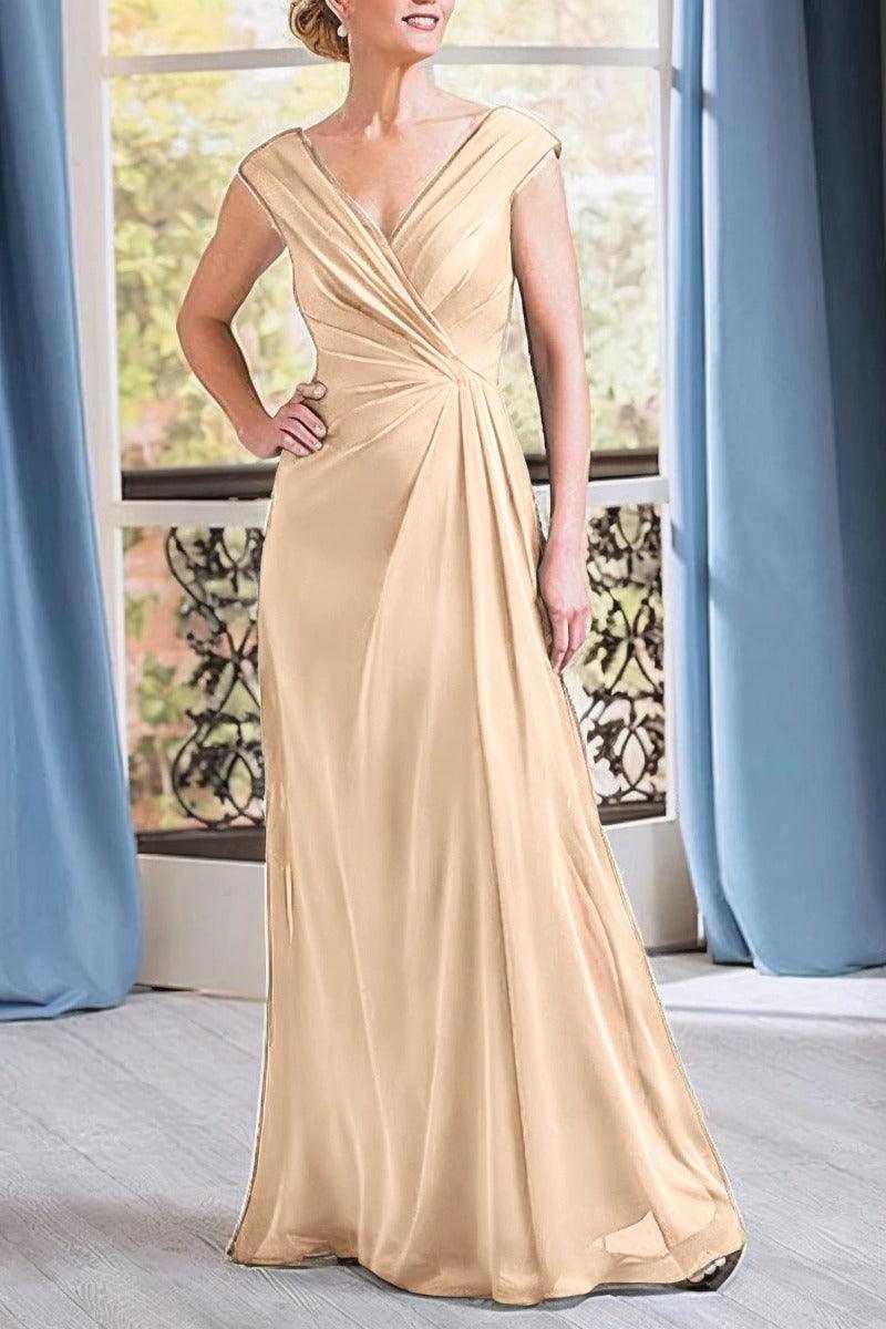 A-Line Floor Length Chiffon Mother Dress CM0076 - COCOMELODY