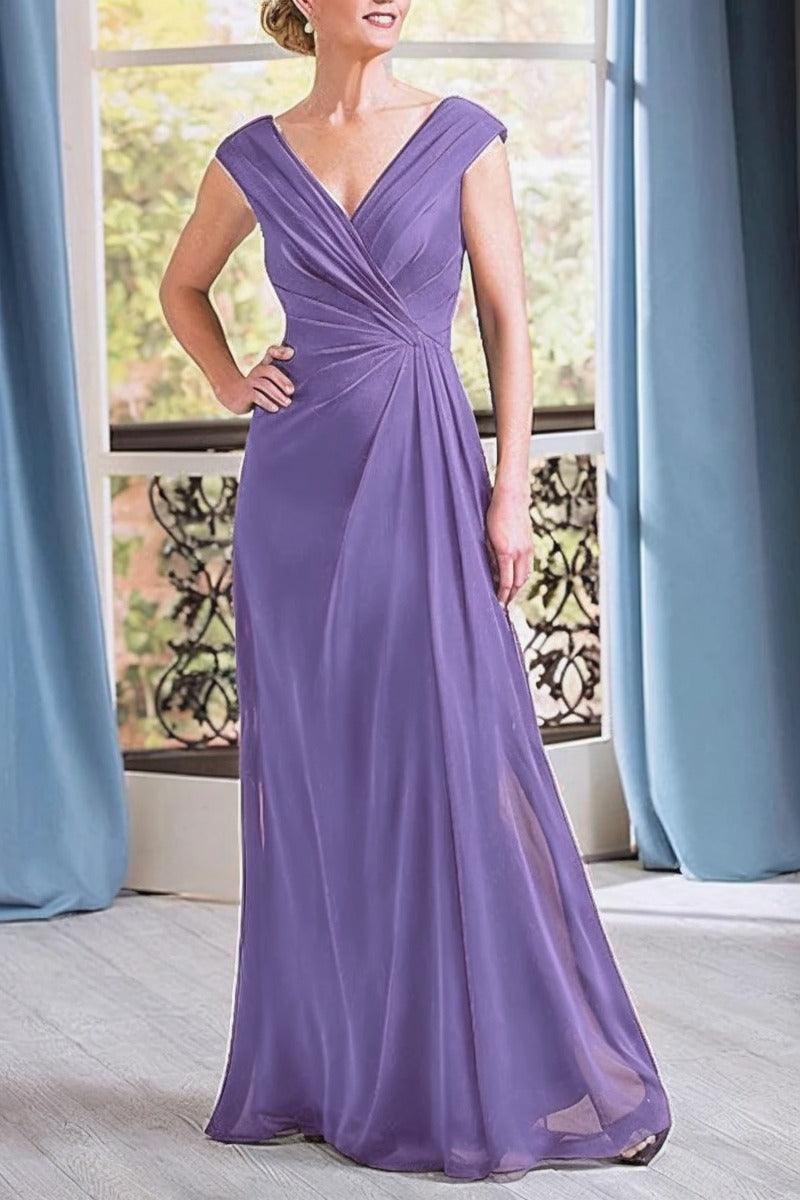 A-Line Floor Length Chiffon Mother Dress CM0076 - COCOMELODY