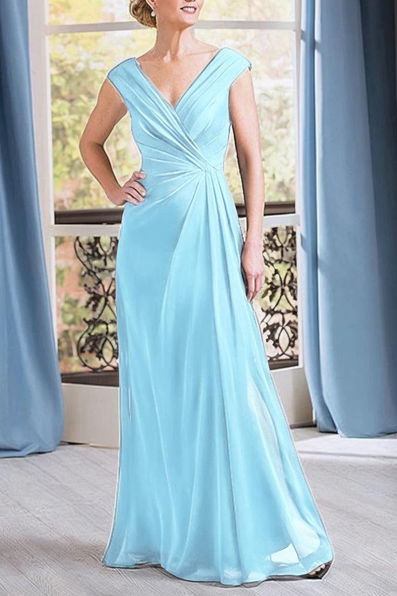 A-Line Floor Length Chiffon Mother Dress CM0076 - COCOMELODY