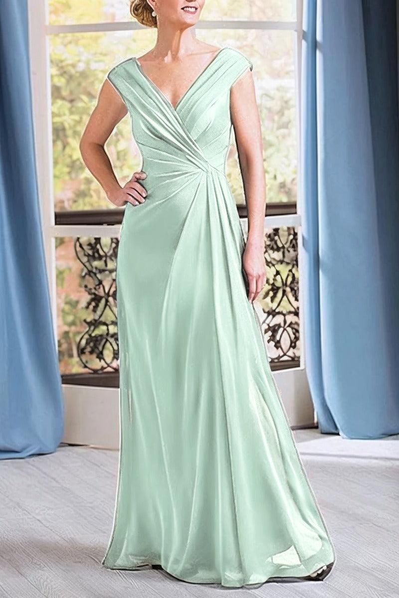 A-Line Floor Length Chiffon Mother Dress CM0076 - COCOMELODY