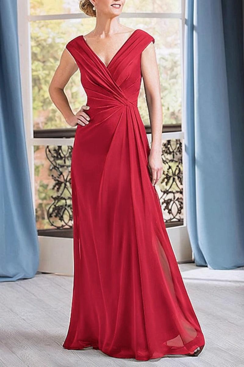 A-Line Floor Length Chiffon Mother Dress CM0076 - COCOMELODY