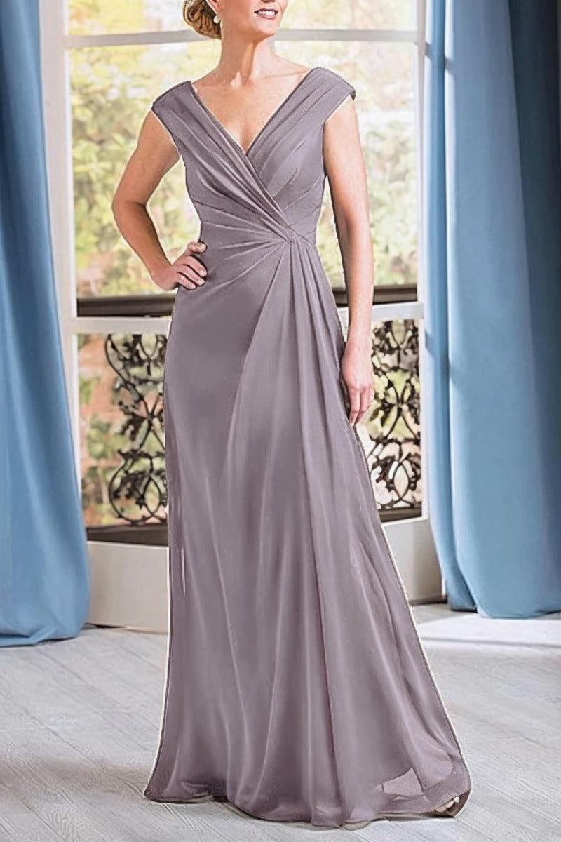 A-Line Floor Length Chiffon Mother Dress CM0076 - COCOMELODY