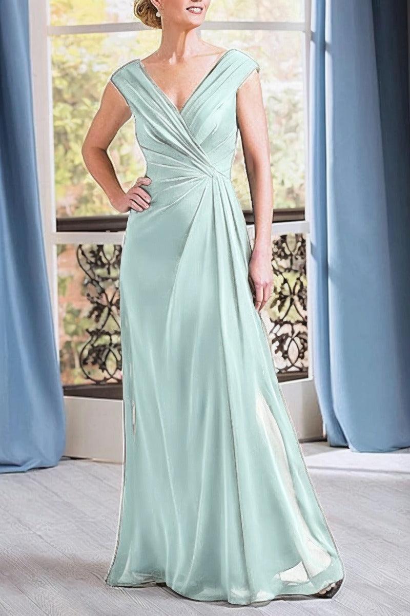 A-Line Floor Length Chiffon Mother Dress CM0076 - COCOMELODY