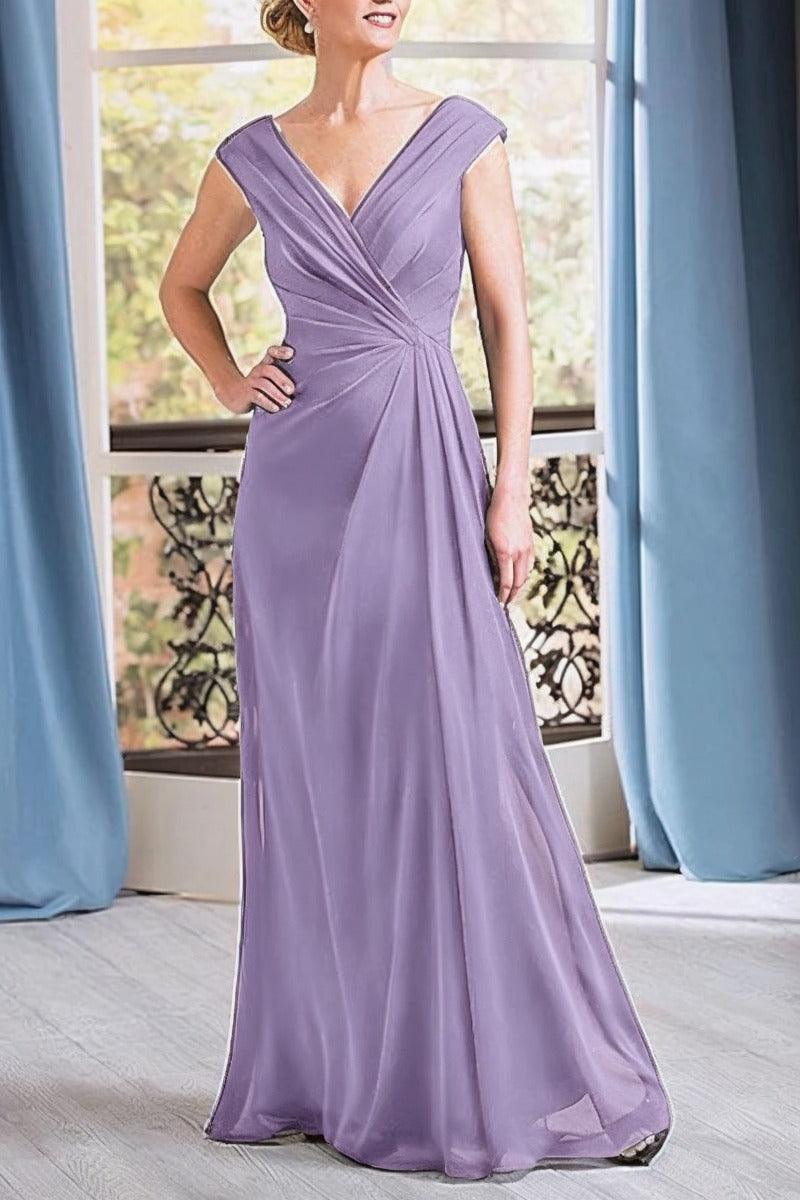 A-Line Floor Length Chiffon Mother Dress CM0076 - COCOMELODY
