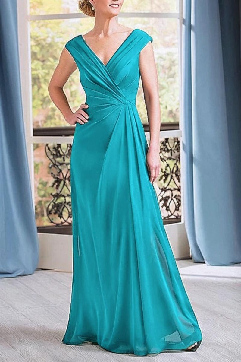 A-Line Floor Length Chiffon Mother Dress CM0076 - COCOMELODY