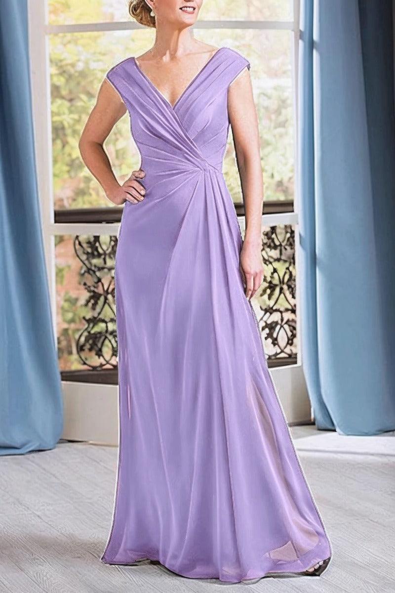 A-Line Floor Length Chiffon Mother Dress CM0076 - COCOMELODY