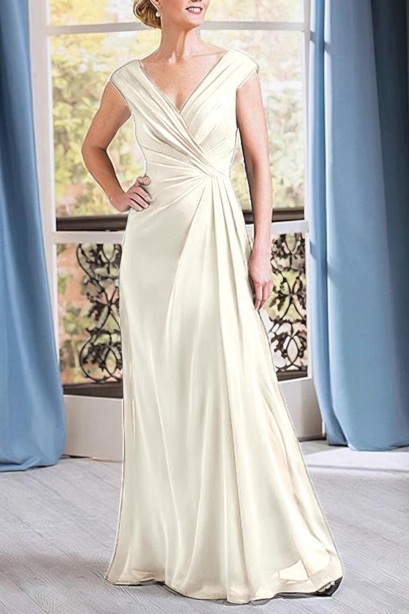 A-Line Floor Length Chiffon Mother Dress CM0076 - COCOMELODY