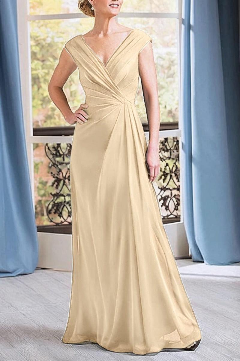 A-Line Floor Length Chiffon Mother Dress CM0076 - COCOMELODY