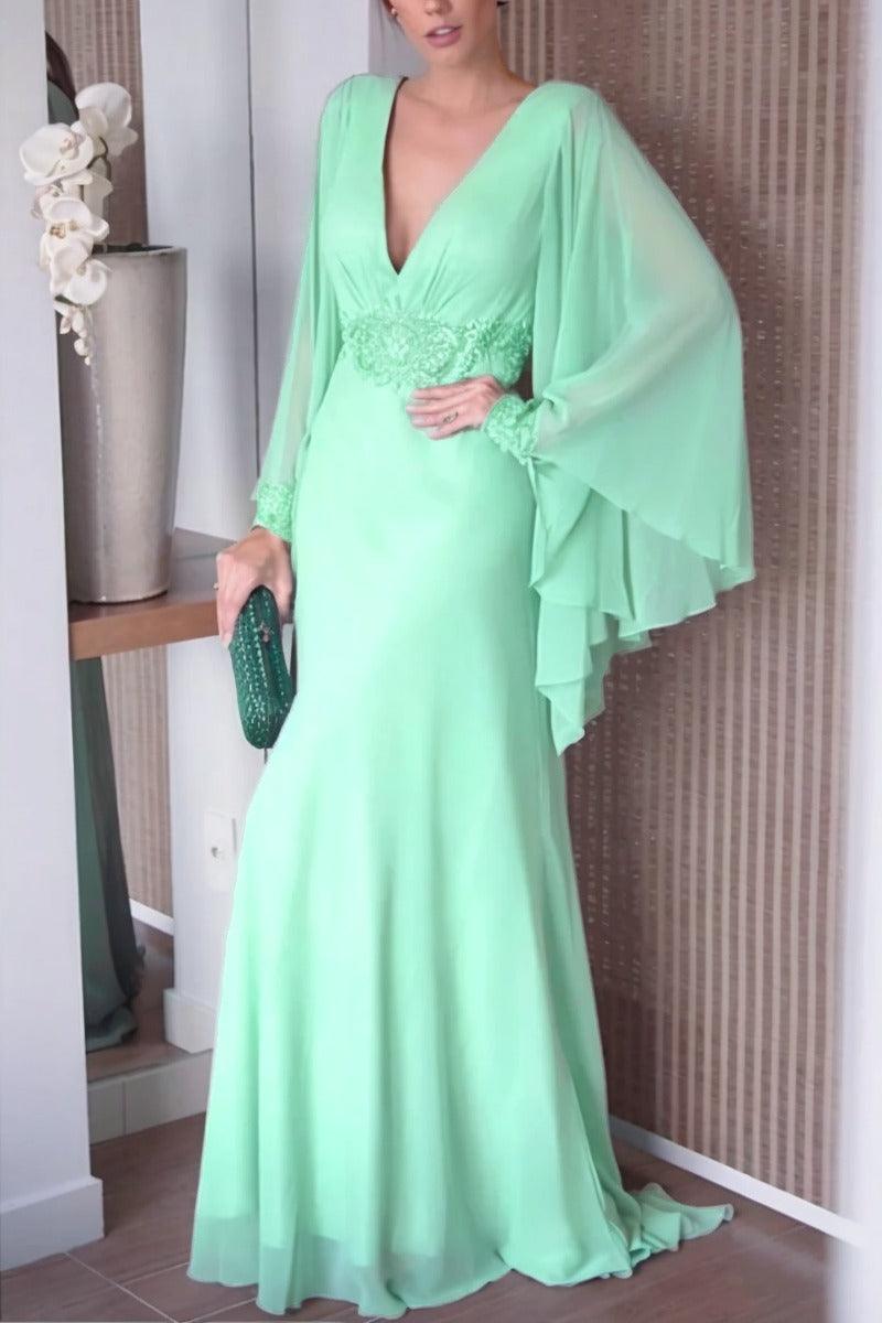 Sheath-Column Sweep-Brush Train Chiffon Mother Dress CM0077 - COCOMELODY