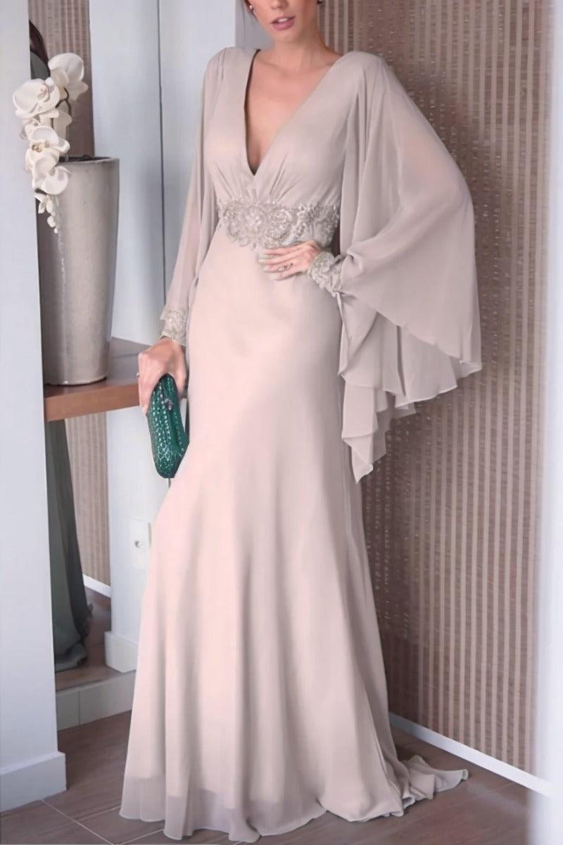 Sheath-Column Sweep-Brush Train Chiffon Mother Dress CM0077 - COCOMELODY