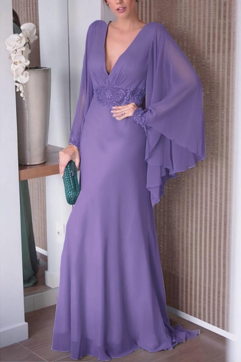 Sheath-Column Sweep-Brush Train Chiffon Mother Dress CM0077 - COCOMELODY
