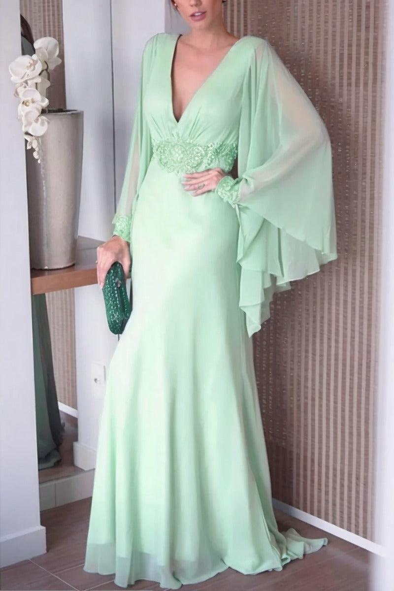 Sheath-Column Sweep-Brush Train Chiffon Mother Dress CM0077 - COCOMELODY