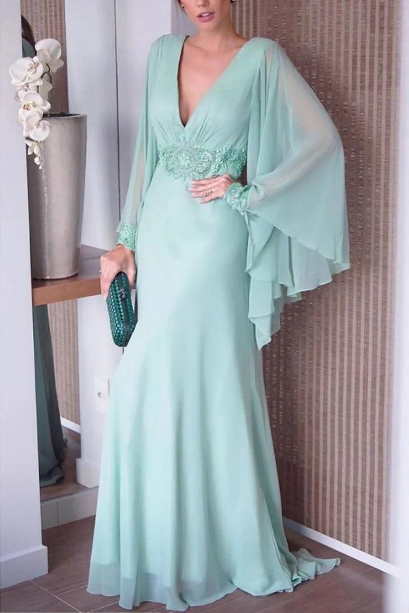 Sheath-Column Sweep-Brush Train Chiffon Mother Dress CM0077 - COCOMELODY