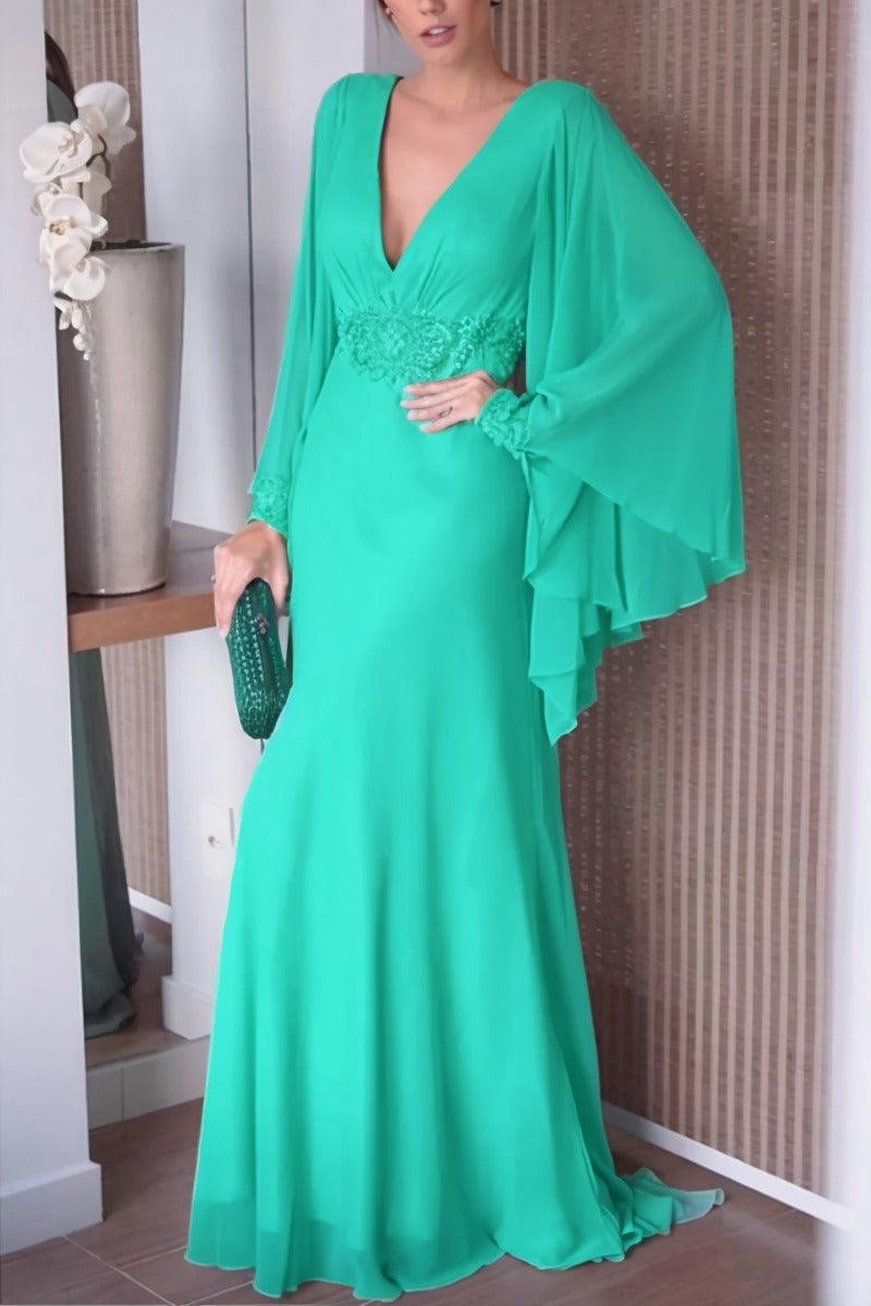 Sheath-Column Sweep-Brush Train Chiffon Mother Dress CM0077 - COCOMELODY