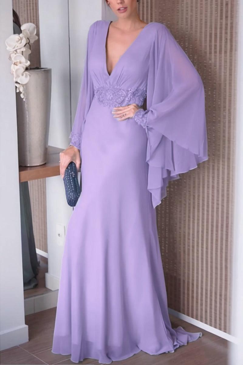 Sheath-Column Sweep-Brush Train Chiffon Mother Dress CM0077 - COCOMELODY