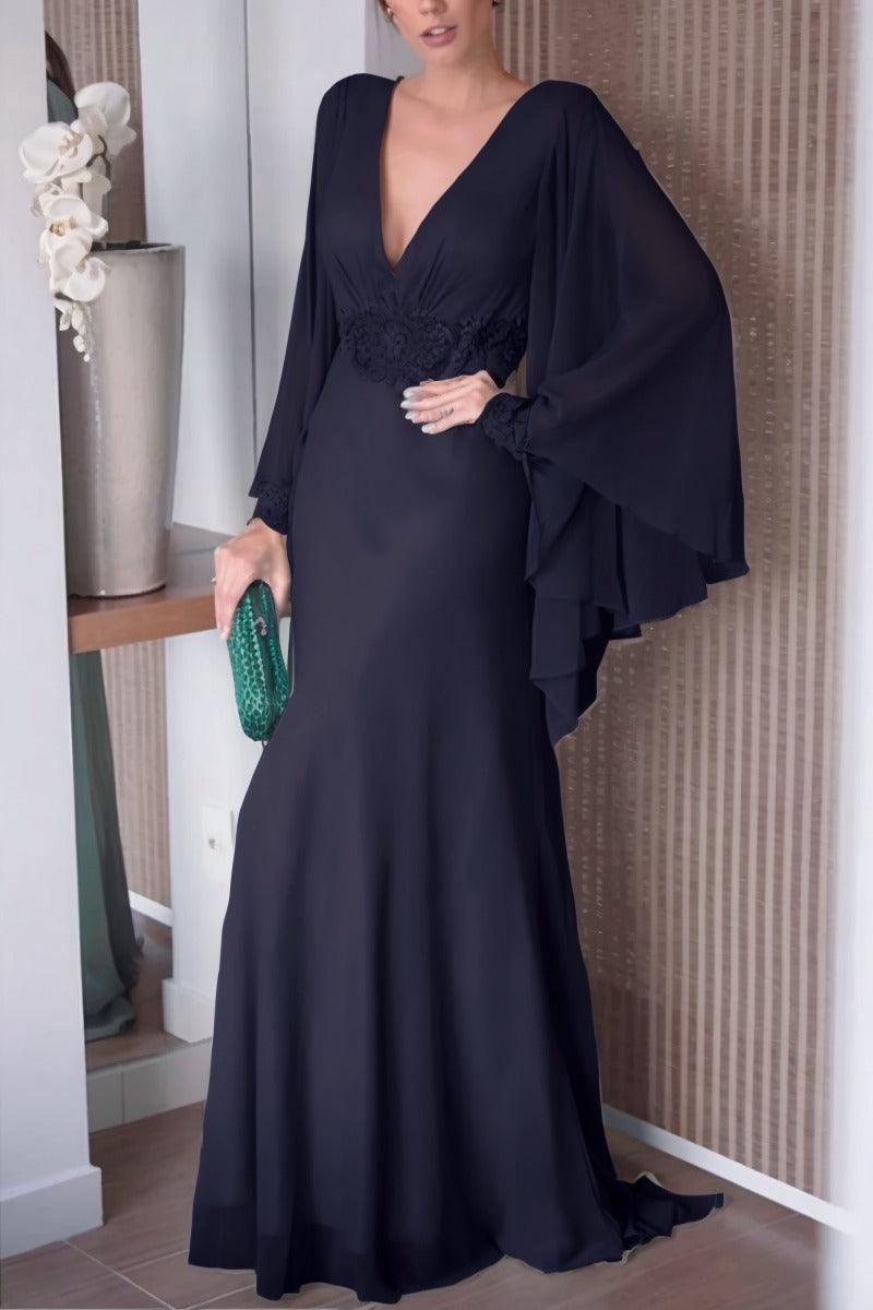 Sheath-Column Sweep-Brush Train Chiffon Mother Dress CM0077 - COCOMELODY