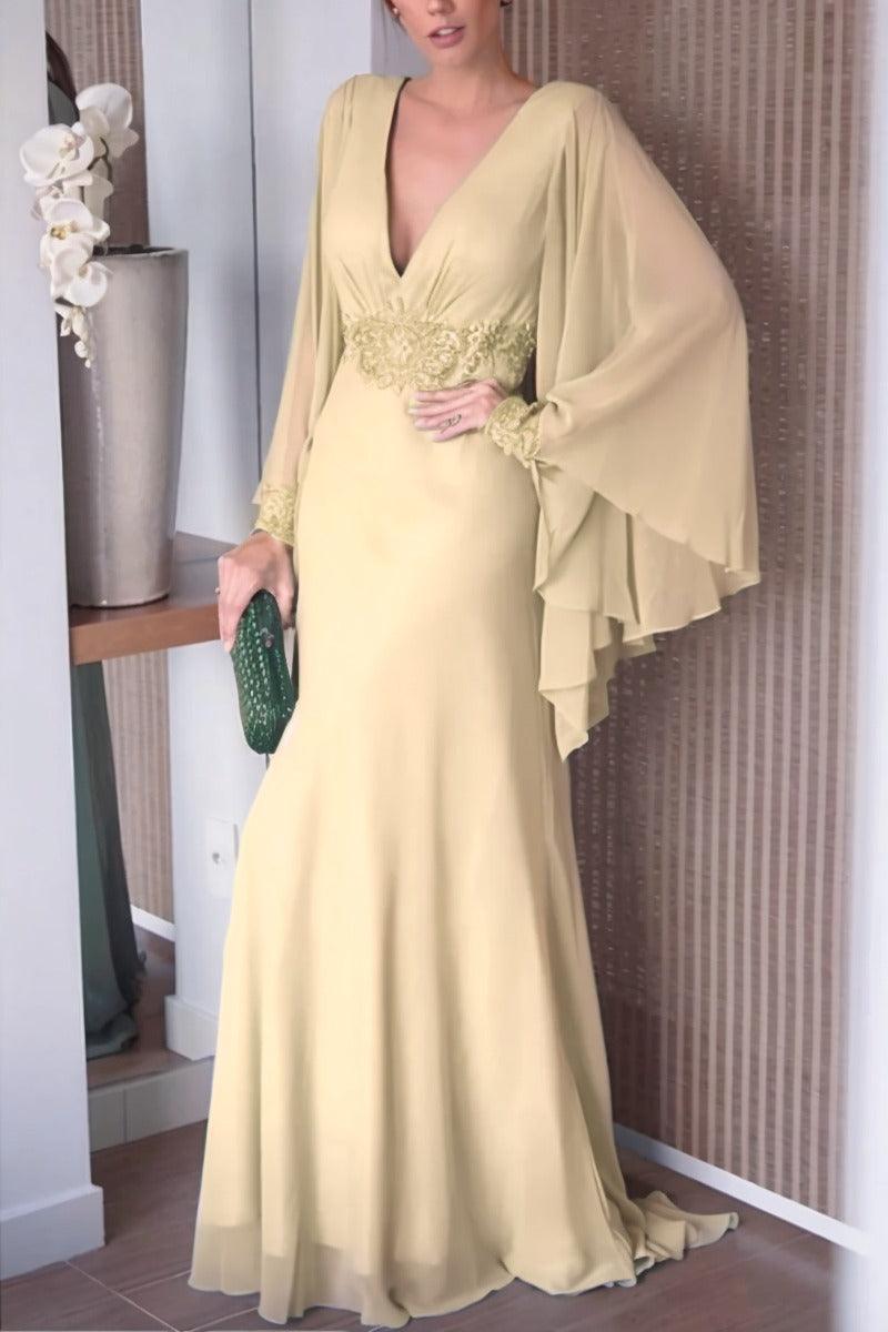 Sheath-Column Sweep-Brush Train Chiffon Mother Dress CM0077 - COCOMELODY