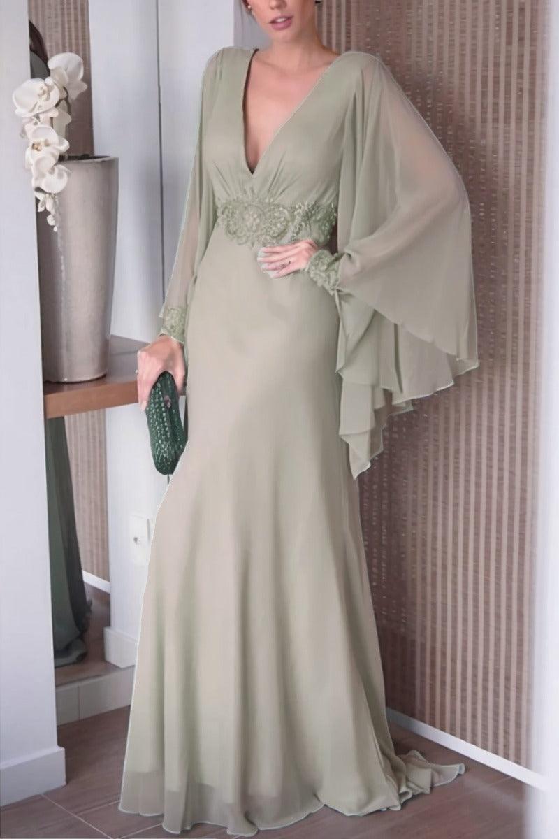 Sheath-Column Sweep-Brush Train Chiffon Mother Dress CM0077 - COCOMELODY