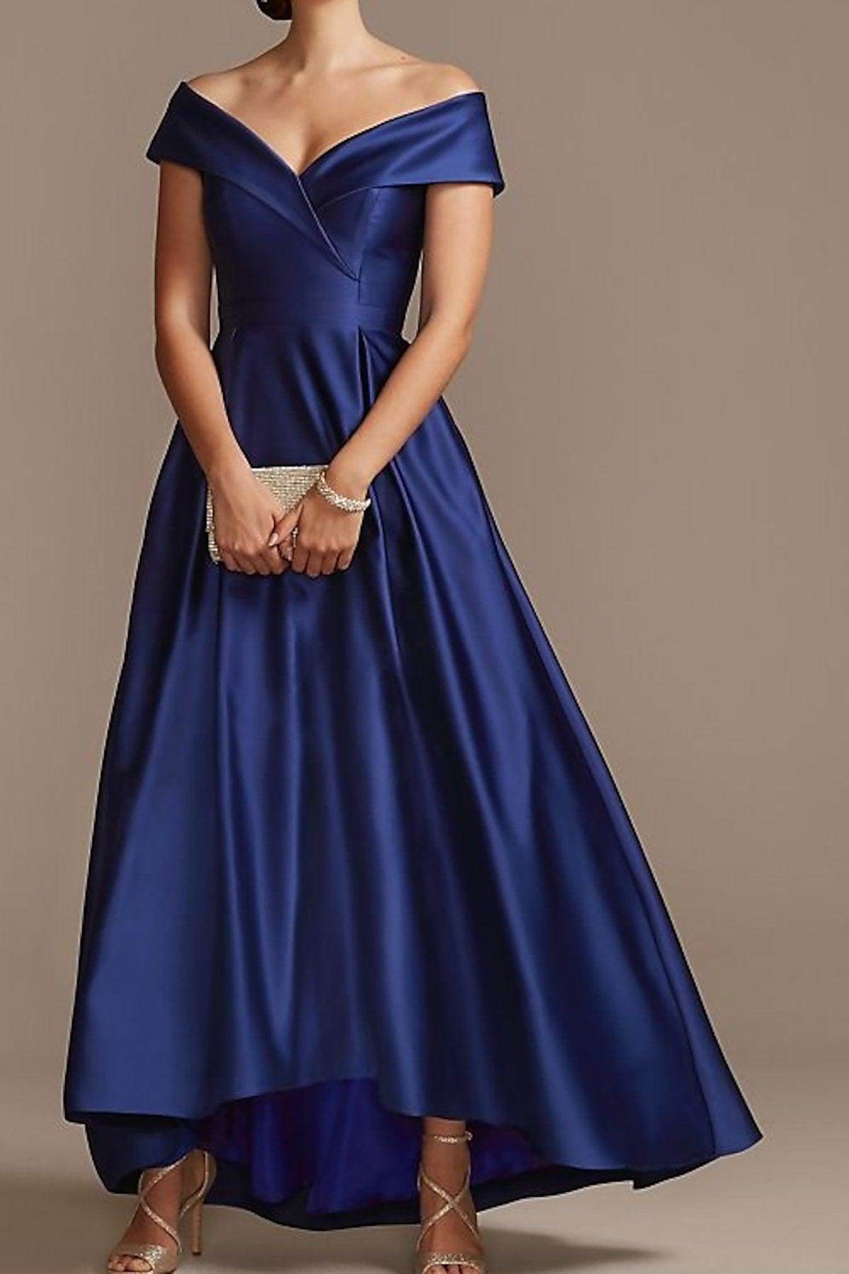 High Low Ankle Length Satin Mother of Bride Dress COCOMELODY CM0078