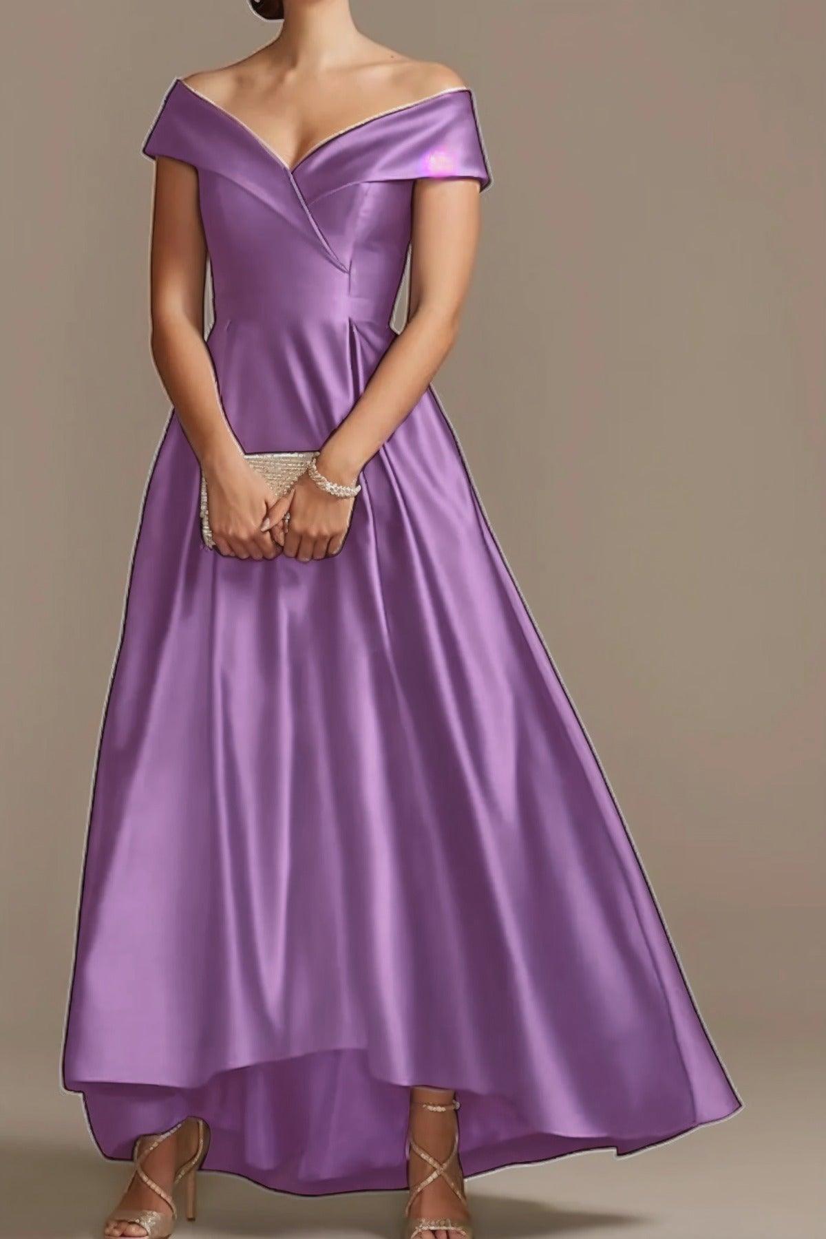 High Low Ankle Length Satin Mother Dress CM0078