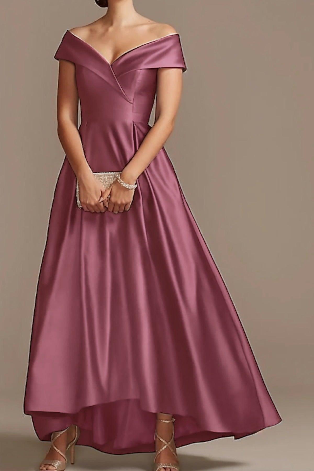 High Low Ankle Length Satin Mother Dress CM0078