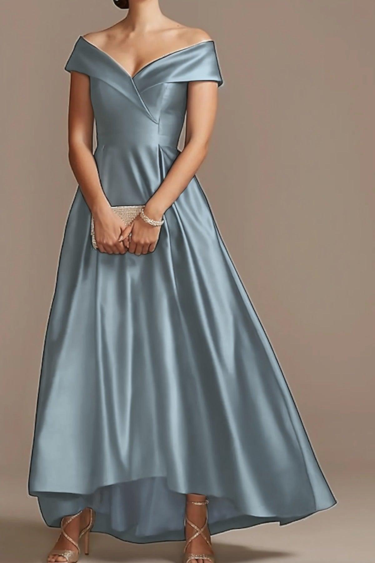 High Low Ankle Length Satin Mother Dress CM0078