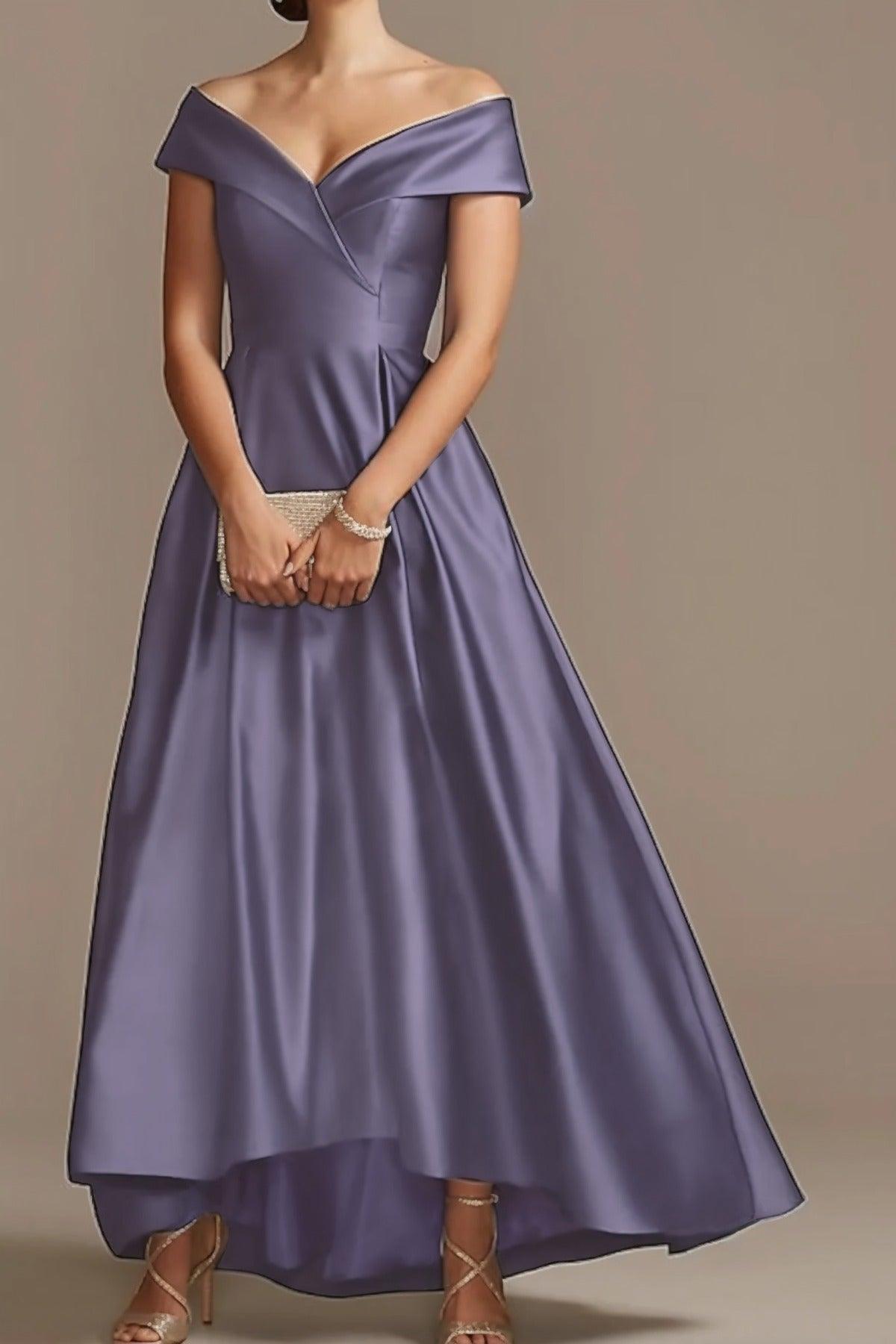 High Low Ankle Length Satin Mother Dress CM0078