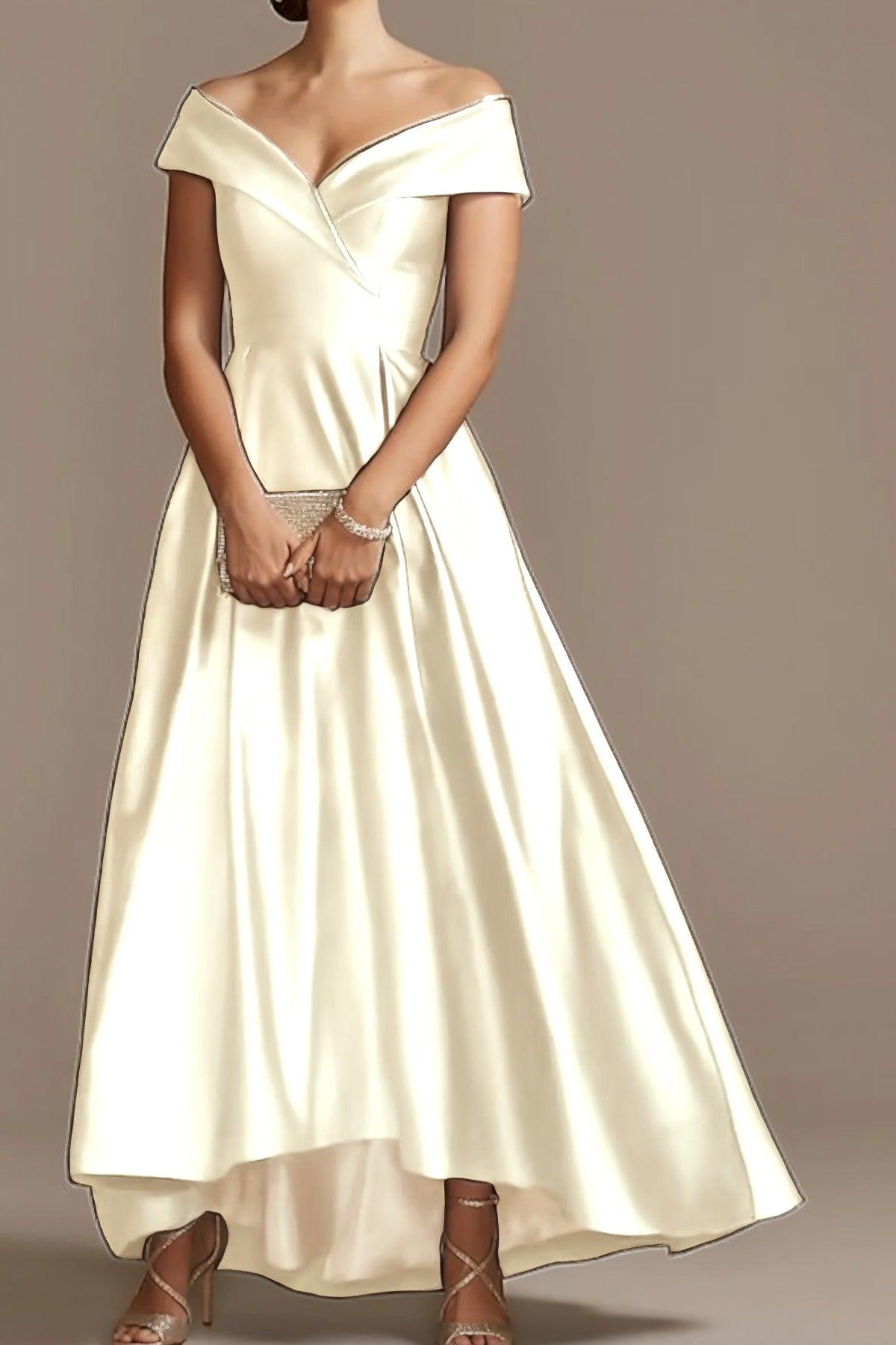 High Low Ankle Length Satin Mother Dress CM0078