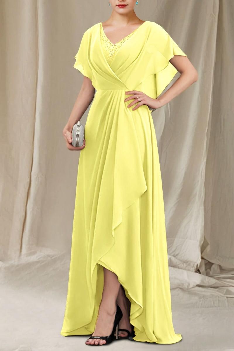 A-Line Sweep-Brush Train Chiffon Mother Dress CM0080 - COCOMELODY