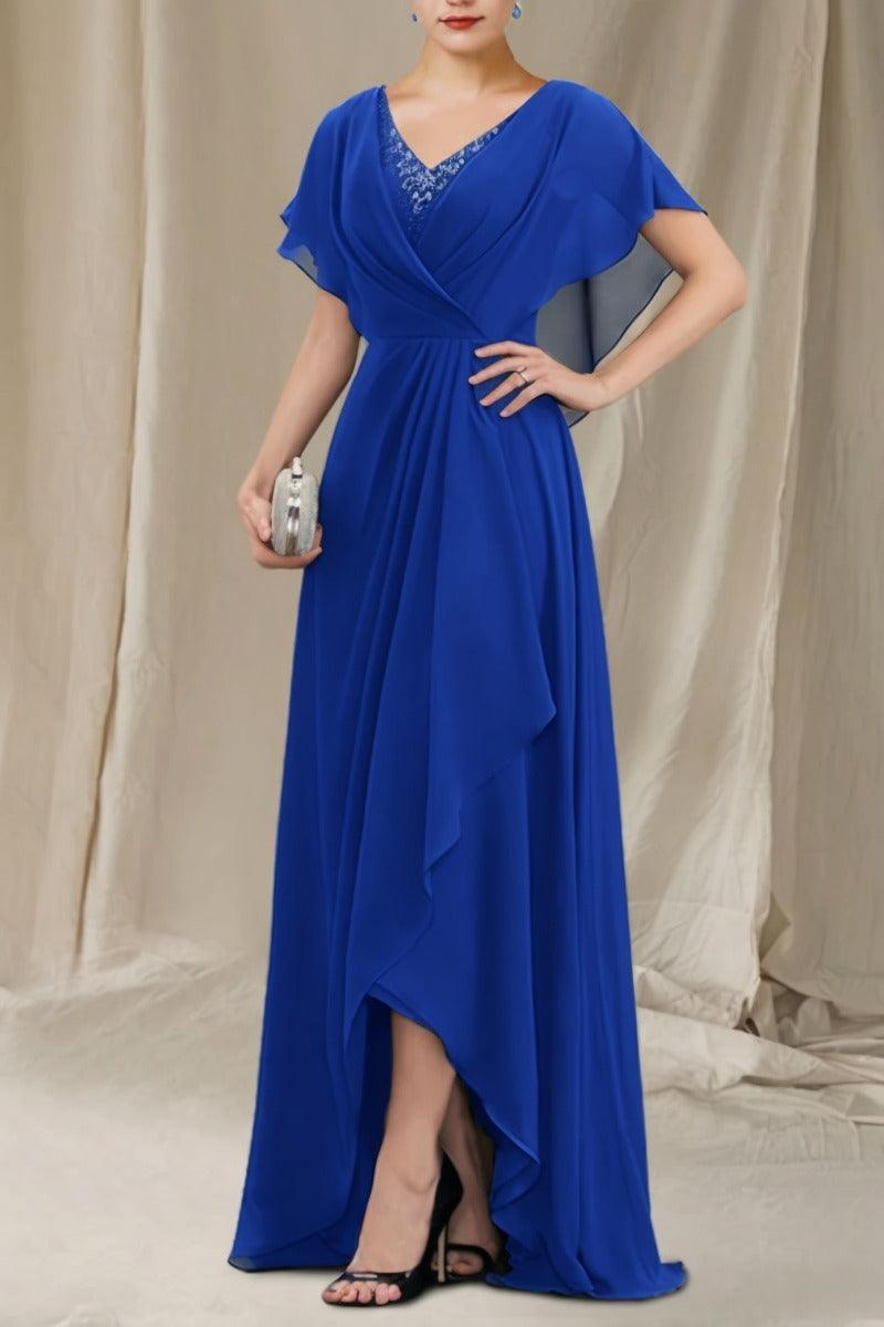 A-Line Sweep-Brush Train Chiffon Mother Dress CM0080 - COCOMELODY