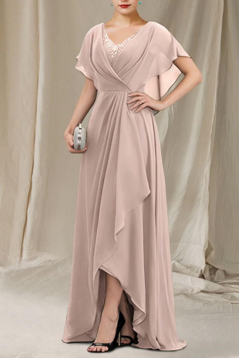 A-Line Sweep-Brush Train Chiffon Mother Dress CM0080 - COCOMELODY
