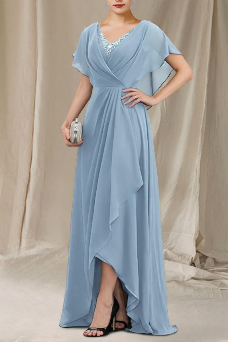 A-Line Sweep-Brush Train Chiffon Mother Dress CM0080 - COCOMELODY
