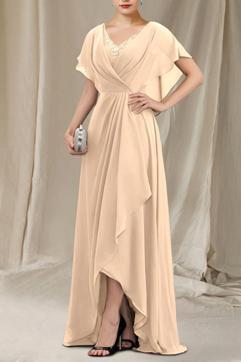 A-Line Sweep-Brush Train Chiffon Mother Dress CM0080 - COCOMELODY
