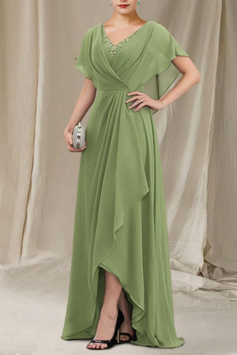 A-Line Sweep-Brush Train Chiffon Mother Dress CM0080 - COCOMELODY