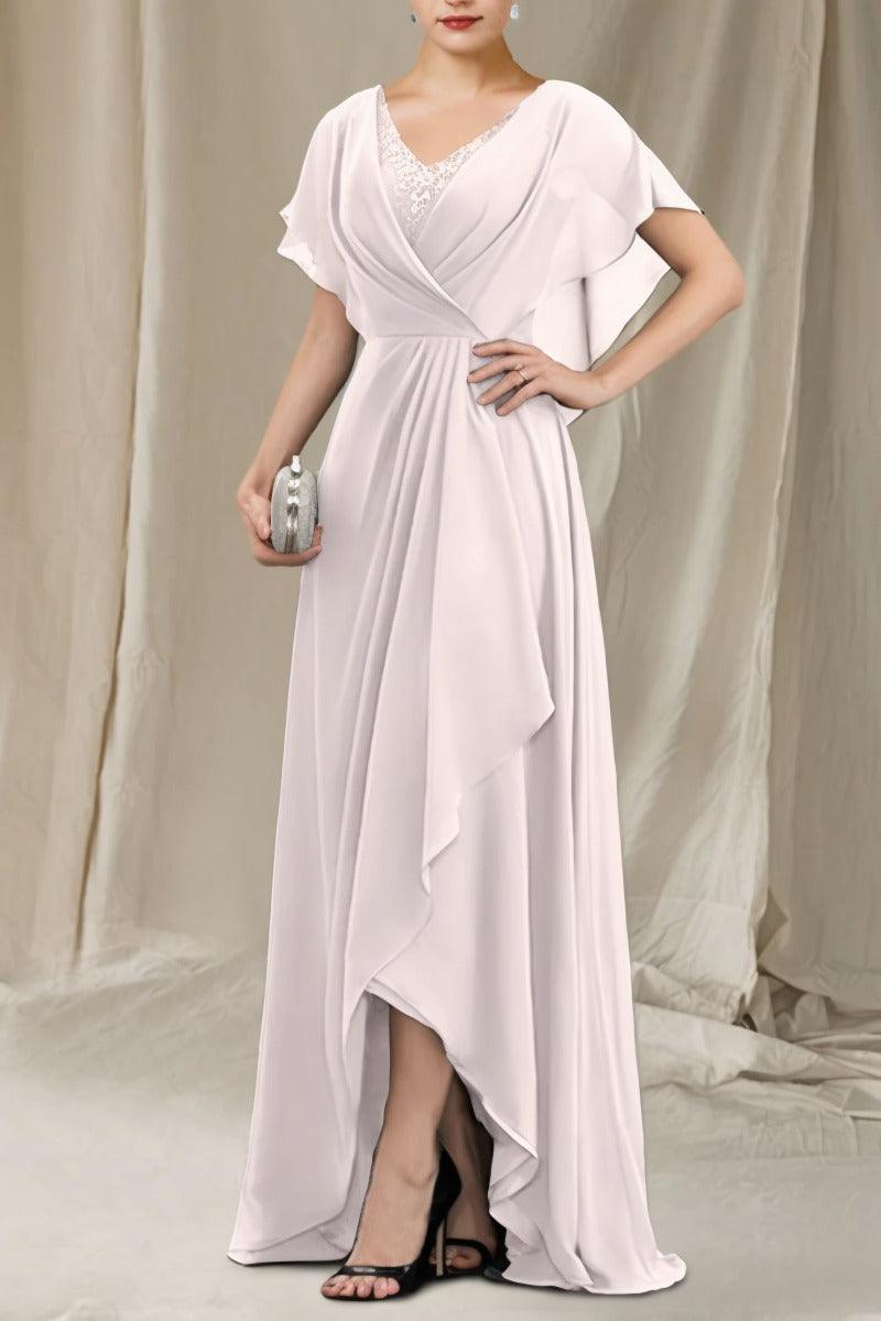 A-Line Sweep-Brush Train Chiffon Mother Dress CM0080 - COCOMELODY