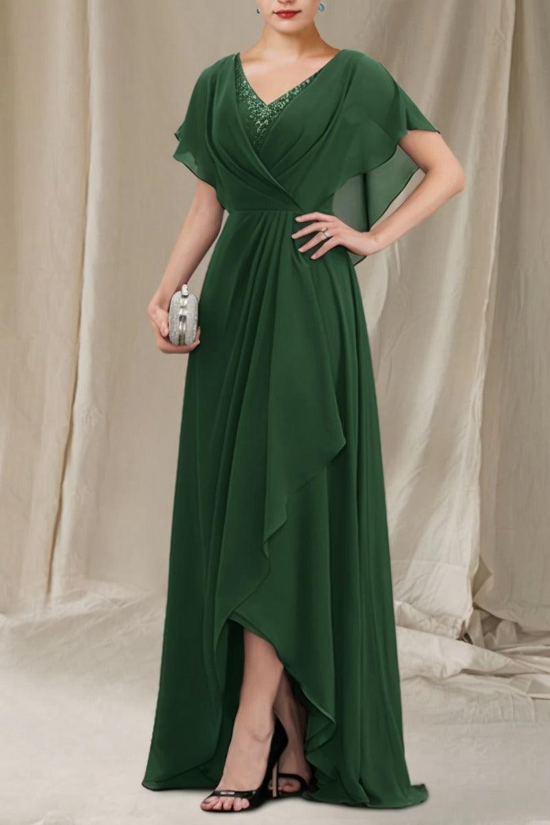 A-Line Sweep-Brush Train Chiffon Mother Dress CM0080 - COCOMELODY
