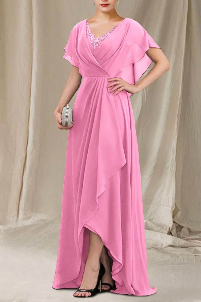 A-Line Sweep-Brush Train Chiffon Mother Dress CM0080 - COCOMELODY