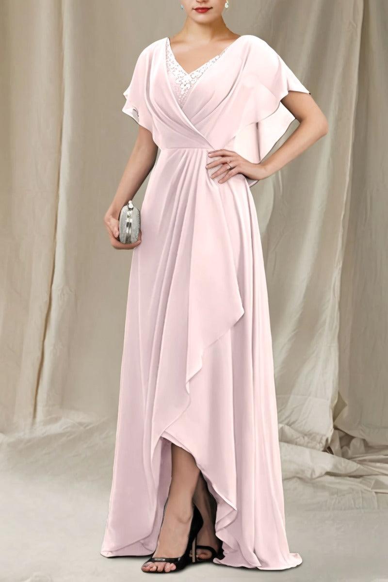 A-Line Sweep-Brush Train Chiffon Mother Dress CM0080 - COCOMELODY