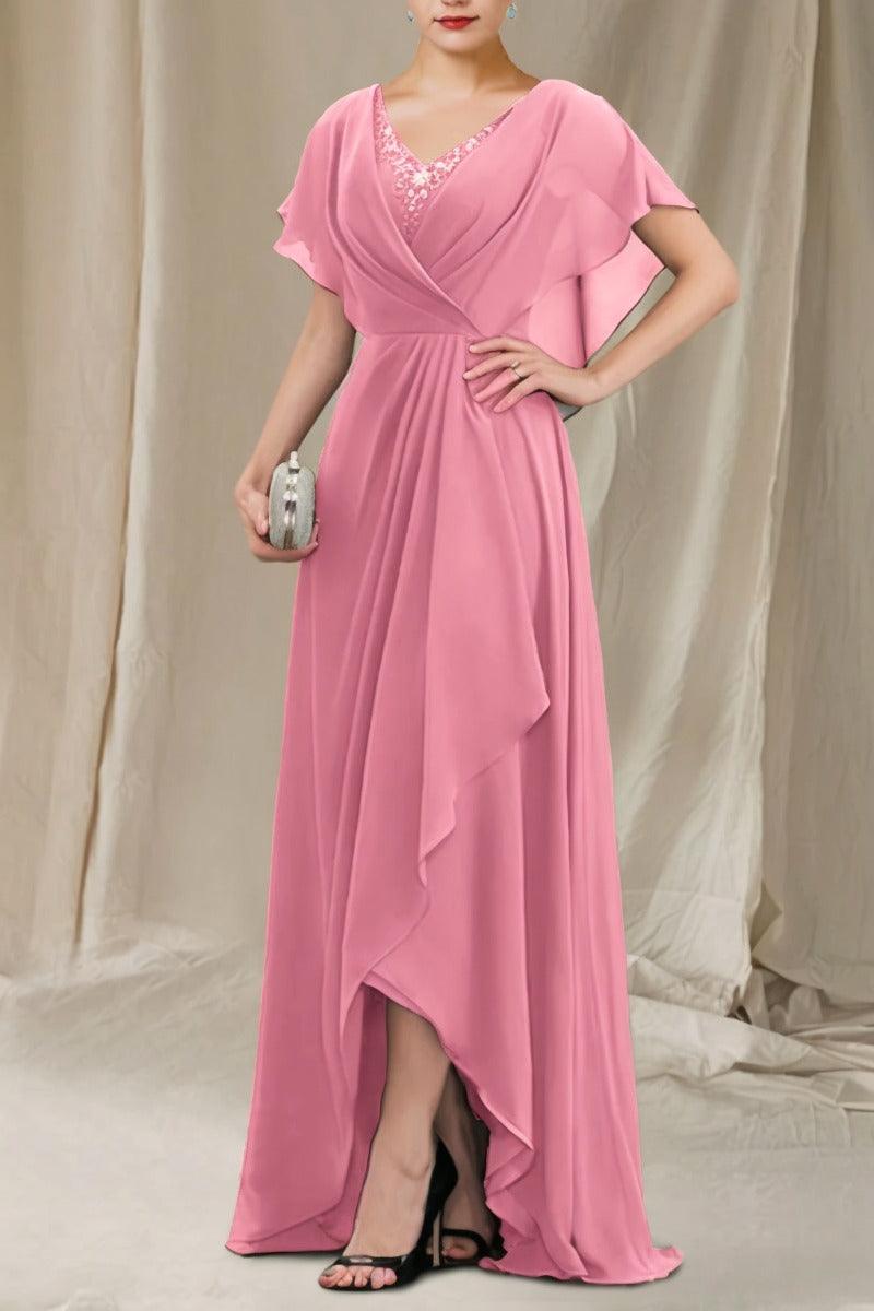 A-Line Sweep-Brush Train Chiffon Mother Dress CM0080 - COCOMELODY