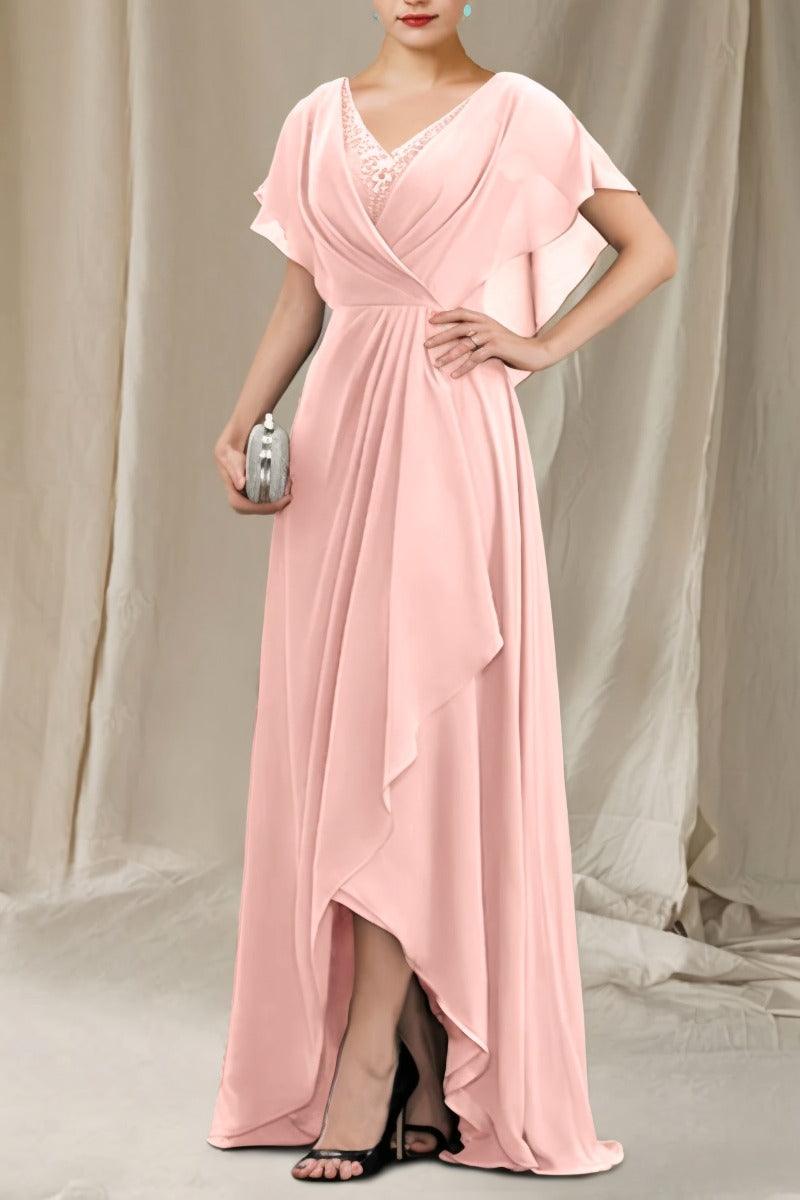 A-Line Sweep-Brush Train Chiffon Mother Dress CM0080 - COCOMELODY
