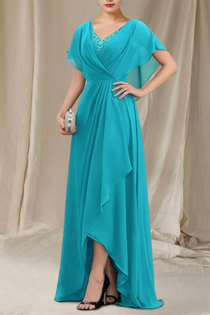 A-Line Sweep-Brush Train Chiffon Mother Dress CM0080 - COCOMELODY