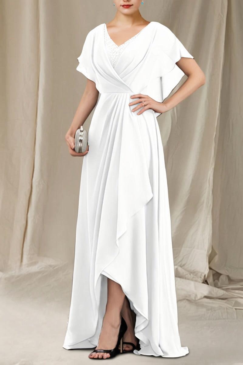 A-Line Sweep-Brush Train Chiffon Mother Dress CM0080 - COCOMELODY