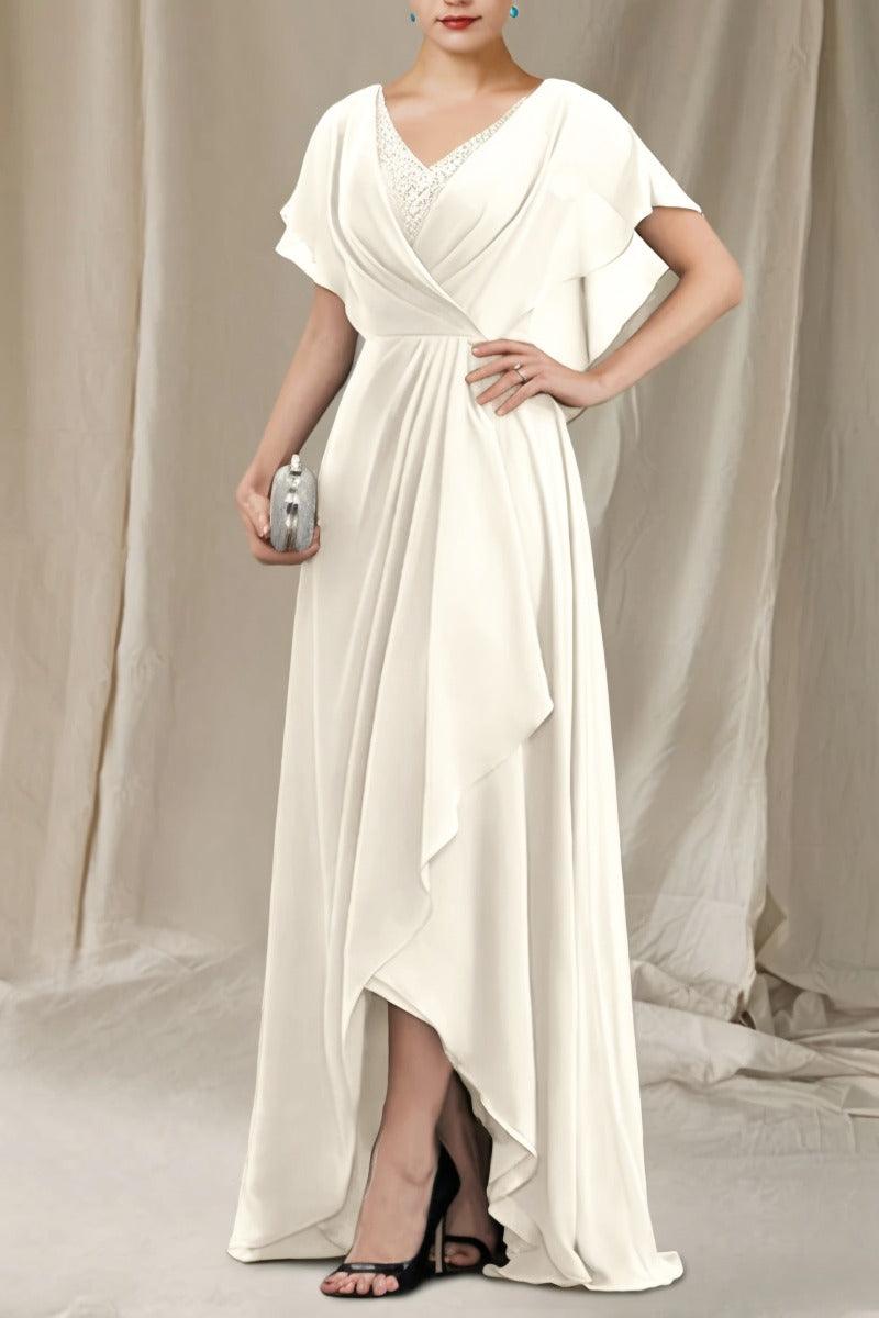 A-Line Sweep-Brush Train Chiffon Mother Dress CM0080 - COCOMELODY