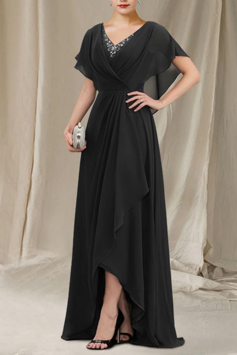 A-Line Sweep-Brush Train Chiffon Mother Dress CM0080 - COCOMELODY