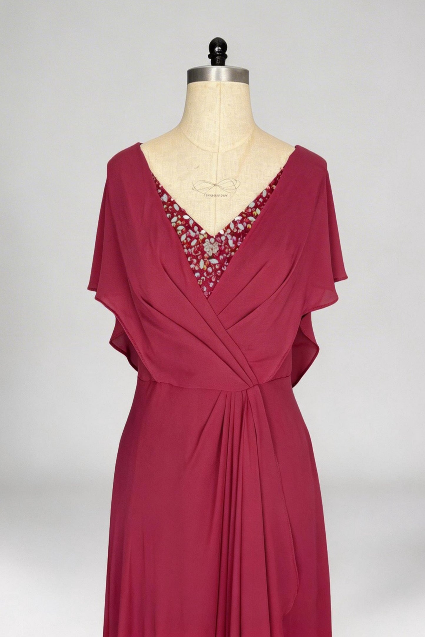 A-Line Sweep-Brush Train Chiffon Mother Dress CM0080