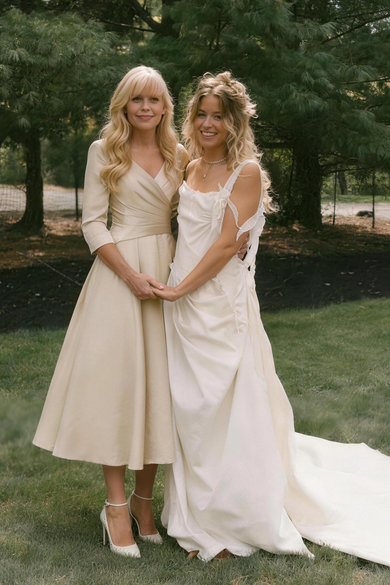 Mother of the Bride Dress A-Line Tea Length Satin V-Neck Pleated 2026 Formal Gown COCOMELODY CM0081, Tawny Mother of the Bride Dress A-Line Tea Length Satin V-Neck Pleated 2026 Formal Gown COCOMELODY CM0081, Tawny