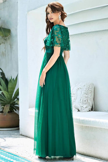 A-Line Floor Length Lace Dress CM0186