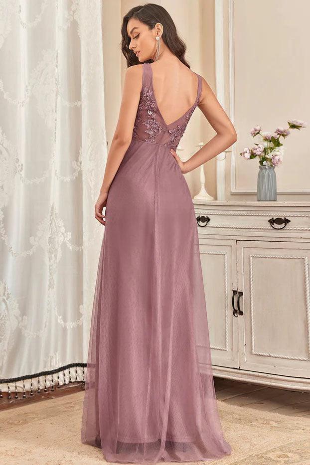 A-Line Floor Length Tulle Dress CM0188 - COCOMELODY