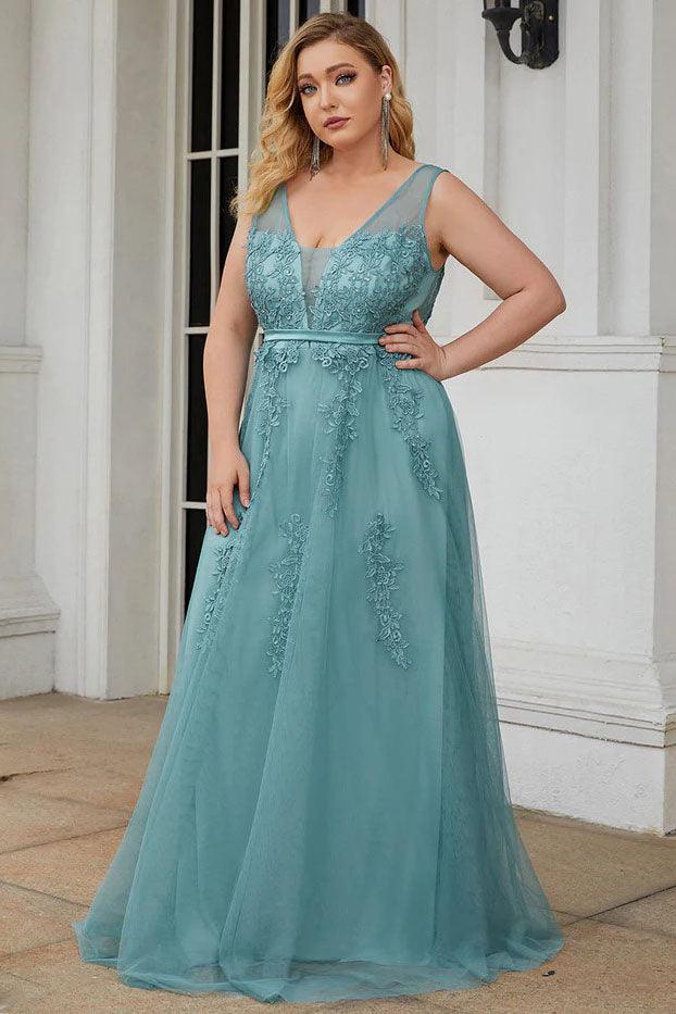 A-Line Floor Length Tulle Dress CM0188 - COCOMELODY