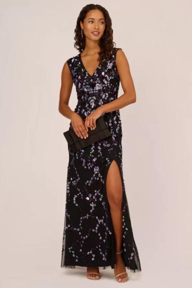 A-Line Floor Length Beaded Mother Dress CM0197 - COCOMELODY